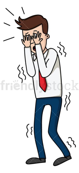 Business man covering face shaking of fear. PNG - JPG and vector EPS file formats (infinitely scalable). Image isolated on transparent background.