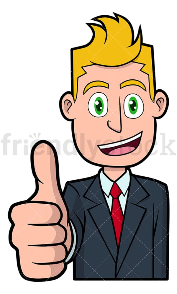 Happy businessman giving the thumbs up. PNG - JPG and vector EPS file formats (infinitely scalable). Image isolated on transparent background.