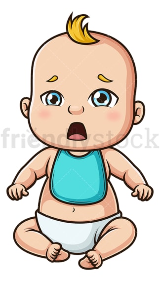 Hungry baby boy wearing bib. PNG - JPG and vector EPS (infinitely scalable).