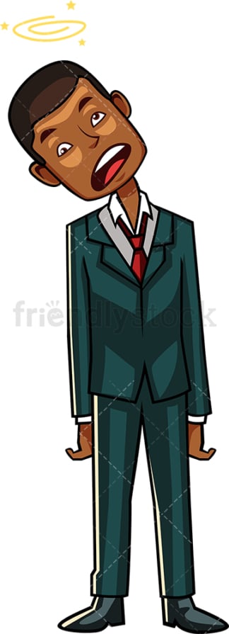 Overburdened black businessman. PNG - JPG and vector EPS file formats (infinitely scalable). Image isolated on transparent background.