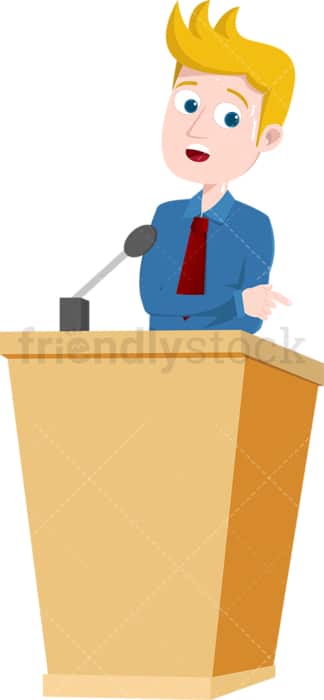 Uncomfortable man on podium. PNG - JPG and vector EPS file formats (infinitely scalable). Image isolated on transparent background.