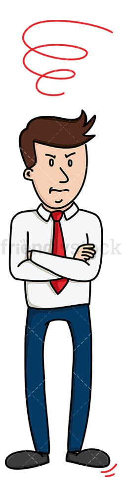 Upset businessman with arms crossed. PNG - JPG and vector EPS file formats (infinitely scalable). Image isolated on transparent background.