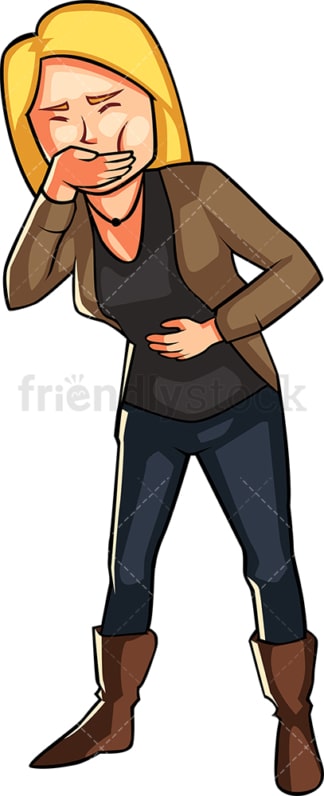 Woman about to get sick. PNG - JPG and vector EPS file formats (infinitely scalable). Image isolated on transparent background.