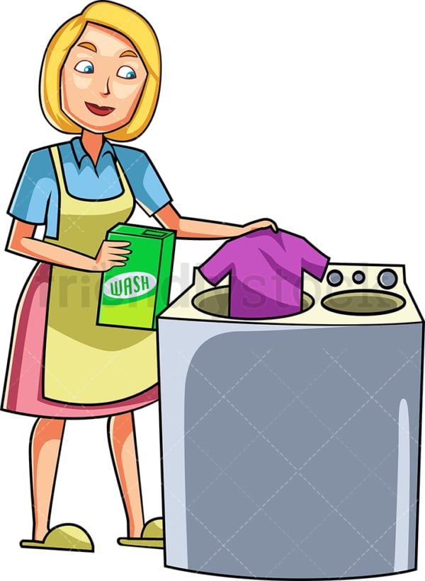 Woman doing the laundry. PNG - JPG and vector EPS file formats (infinitely scalable). Image isolated on transparent background.