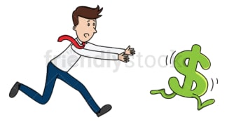 Businessman chasing running dollar. PNG - JPG and vector EPS (infinitely scalable).