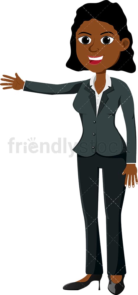 Black Woman Pointing To Upwards Trending Graph Vector - FriendlyStock