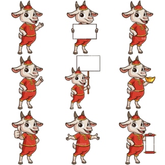Chinese new year of the goat cartoon character. PNG - JPG and infinitely scalable vector EPS - on white or transparent background.