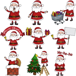 Cute santa claus clipart bundle. PNG - JPG and infinitely scalable vector EPS - on white or transparent background.