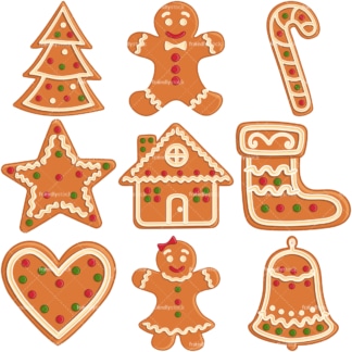Gingerbread cookies. PNG - JPG and infinitely scalable vector EPS - on white or transparent background.