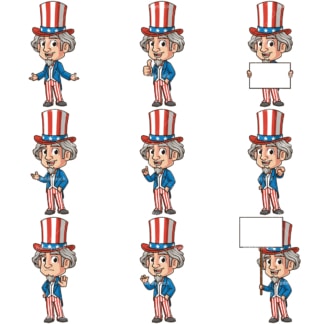 Uncle sam cartoon character. PNG - JPG and infinitely scalable vector EPS - on white or transparent background.