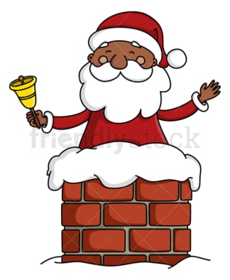 Black santa claus in chimney. PNG - JPG and vector EPS (infinitely scalable).