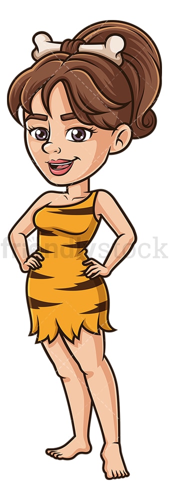 Cavewoman with hands on hips. PNG - JPG and vector EPS (infinitely scalable).
