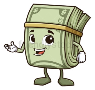 Money Character Holding Cash Cartoon Clipart Vector - FriendlyStock