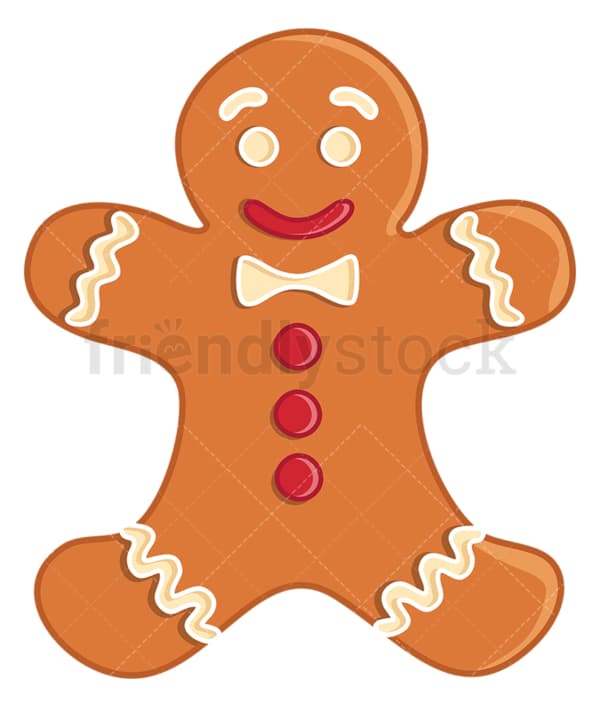 Smiling gingerbread man. PNG - JPG and vector EPS (infinitely scalable).