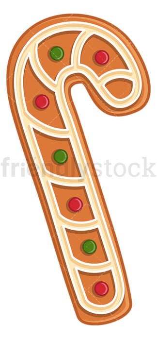 Gingerbread candy cane. PNG - JPG and vector EPS (infinitely scalable).