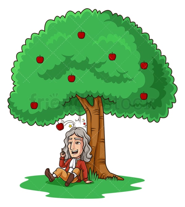 Isaac newton finding gravity. PNG - JPG and vector EPS (infinitely scalable).