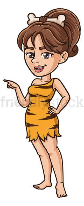 Cavewoman pointing sideways. PNG - JPG and vector EPS (infinitely scalable).