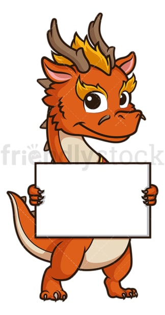 Chinese new year dragon holding blank sign. PNG - JPG and vector EPS (infinitely scalable).