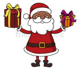 Black santa claus holding presents. PNG - JPG and vector EPS (infinitely scalable).