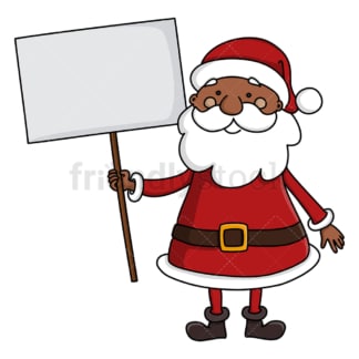 Black santa claus holding empty sign. PNG - JPG and vector EPS (infinitely scalable).