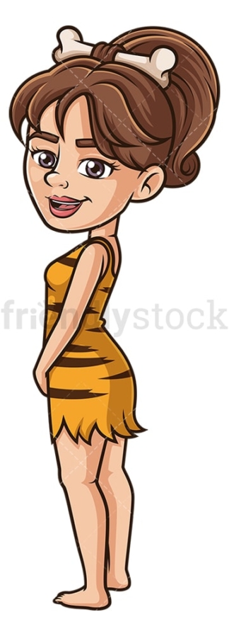 Cavewoman looking back. PNG - JPG and vector EPS (infinitely scalable).