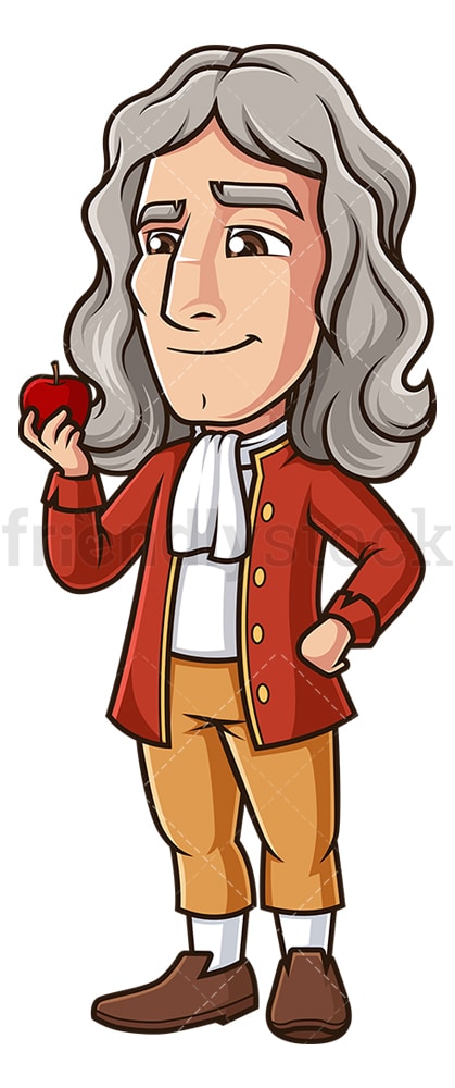 Isaac newton holding an apple. PNG - JPG and vector EPS (infinitely scalable).