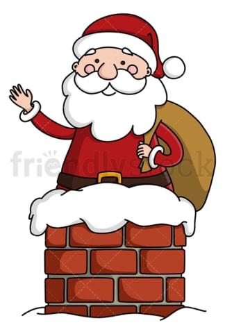 Santa claus going down a chimney. PNG - JPG and vector EPS (infinitely scalable).