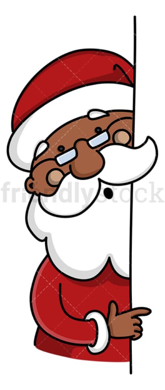Black santa claus pointing sideways. PNG - JPG and vector EPS (infinitely scalable).
