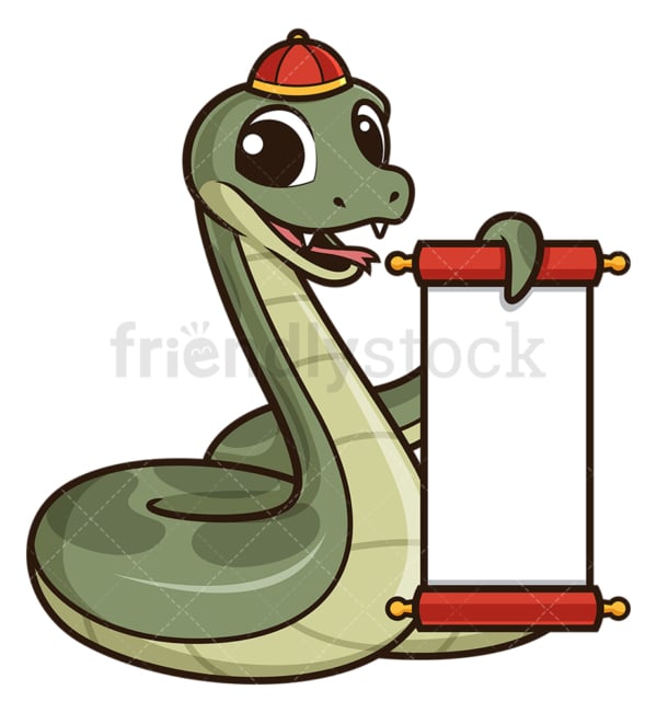 Chinese new year snake with blank scroll. PNG - JPG and vector EPS (infinitely scalable).