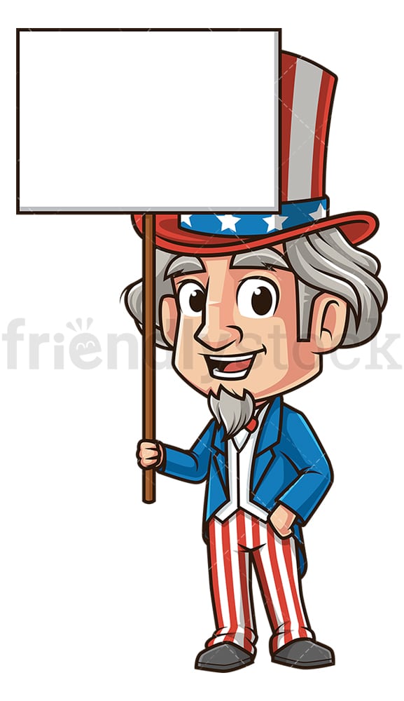 Uncle sam holding empty sign. PNG - JPG and vector EPS (infinitely scalable).