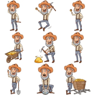 Gold miner clipart bundle. PNG - JPG and infinitely scalable vector EPS - on white or transparent background.