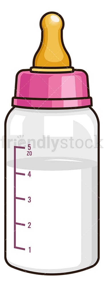 Pink baby bottle. PNG - JPG and vector EPS file formats (infinitely scalable). Image isolated on transparent background.