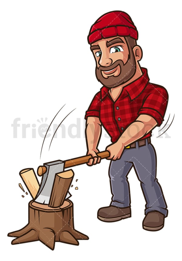 Lumberjack chopping wood. PNG - JPG and vector EPS (infinitely scalable).