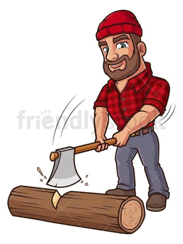 Logger cutting tree trunk. PNG - JPG and vector EPS (infinitely scalable).