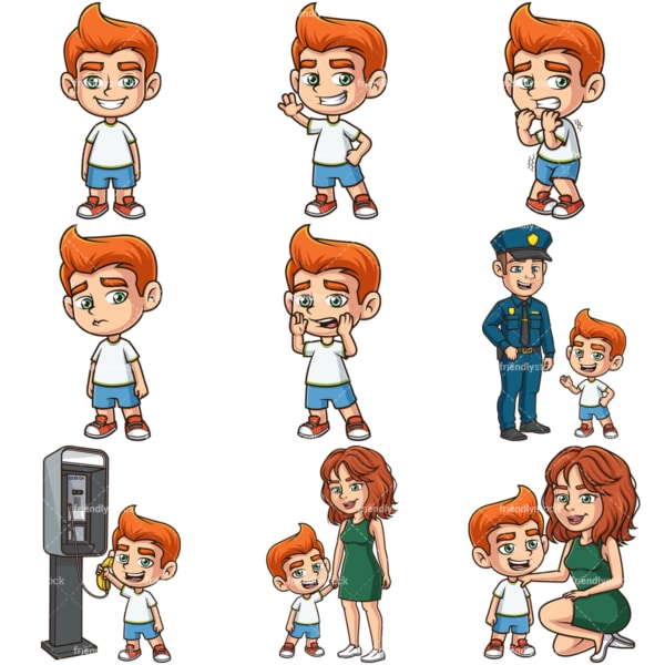 Ginger boy clipart bundle. PNG - JPG and infinitely scalable vector EPS - on white or transparent background.