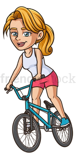 Young woman riding bmx bike. PNG - JPG and vector EPS (infinitely scalable).