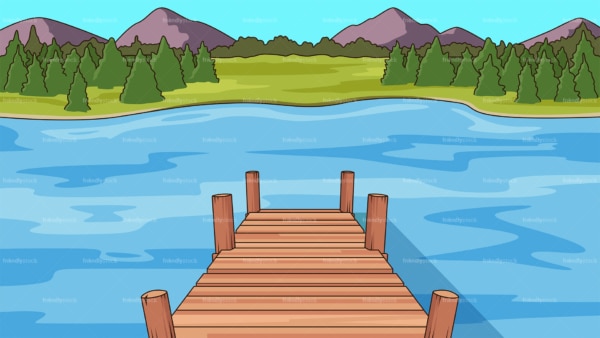 Wooden deck on lake background in 16:9 aspect ratio. PNG - JPG and vector EPS file formats (infinitely scalable).