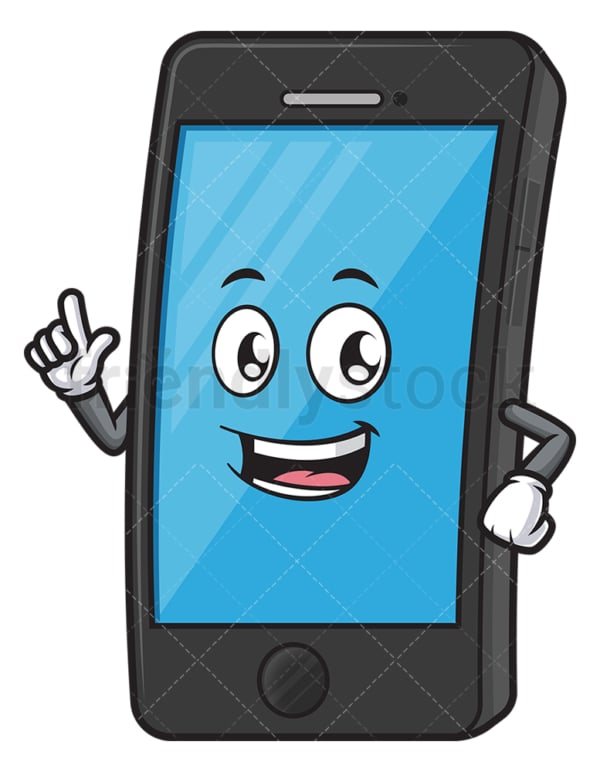 Cellular phone mascot presenting. PNG - JPG and vector EPS (infinitely scalable).