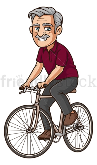 Old man riding vintage bicycle. PNG - JPG and vector EPS (infinitely scalable).
