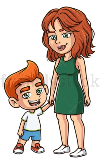 Ginger boy with his mother. PNG - JPG and vector EPS (infinitely scalable).