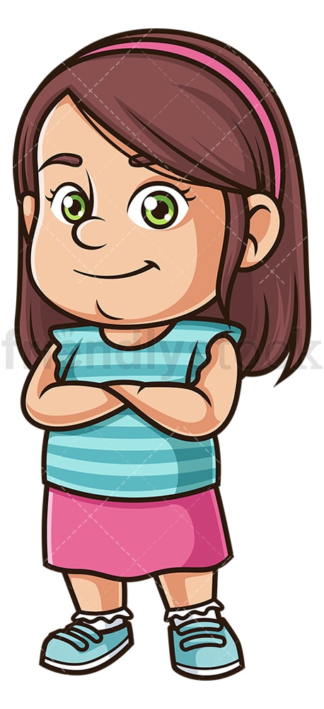 Happy Chubby Little Girl Cartoon Clipart Vector - FriendlyStock