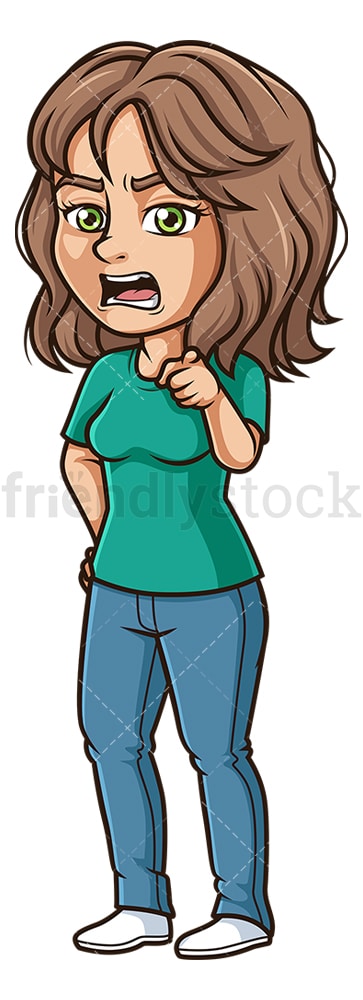 Angry woman pointing. PNG - JPG and vector EPS (infinitely scalable).