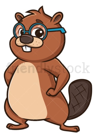 Friendly beaver with glasses. PNG - JPG and vector EPS (infinitely scalable).
