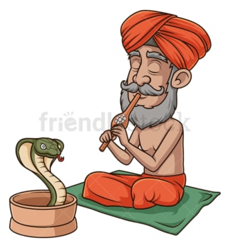 Indian snakecharmer hypnotizing snake. PNG - JPG and vector EPS (infinitely scalable).