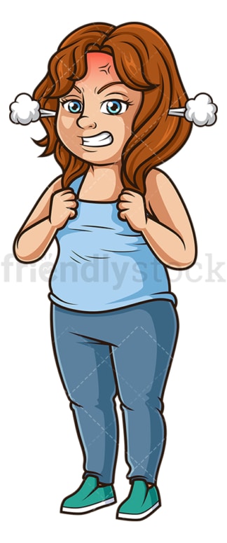 Mad chubby woman. PNG - JPG and vector EPS (infinitely scalable).