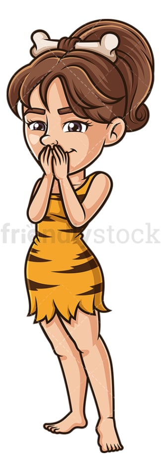 Cavewoman giggling. PNG - JPG and vector EPS (infinitely scalable).
