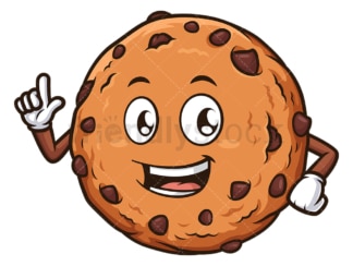 Chocolate chip cookie pointing up. PNG - JPG and vector EPS (infinitely scalable).