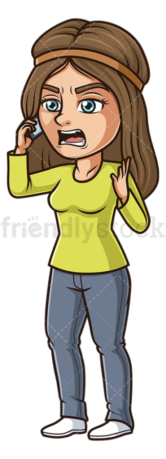 Woman shouting on phone. PNG - JPG and vector EPS (infinitely scalable).