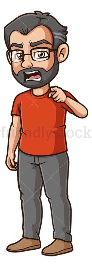Angry man pointing and yelling. PNG - JPG and vector EPS (infinitely scalable).