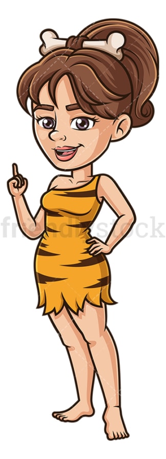 Cavewoman pointing up. PNG - JPG and vector EPS (infinitely scalable).